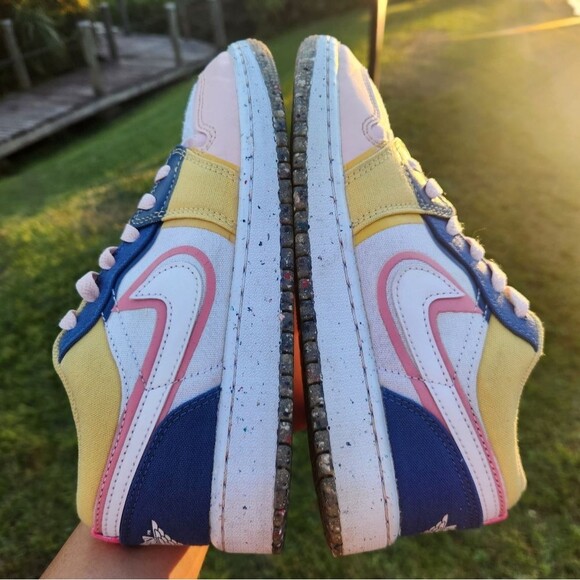 Nike Air Jordan Low SE Big Girls Size 4Y Multicolor Pink Canva Sneakers Shoes - Picture 7 of 16